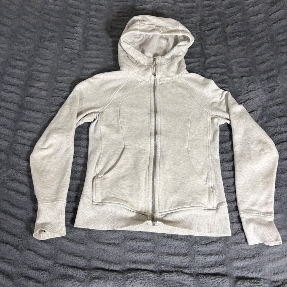Lululemon Scuba Hoodie Full Zip Heathered Core Ultra Light Grey Size 6 LW4AWNS